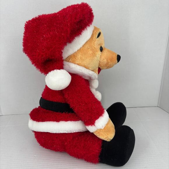 Disney Store Winnie Pooh Bear Plush as Santa Sparkle Red Suit Hat 19 Inch - Picture 4 of 10